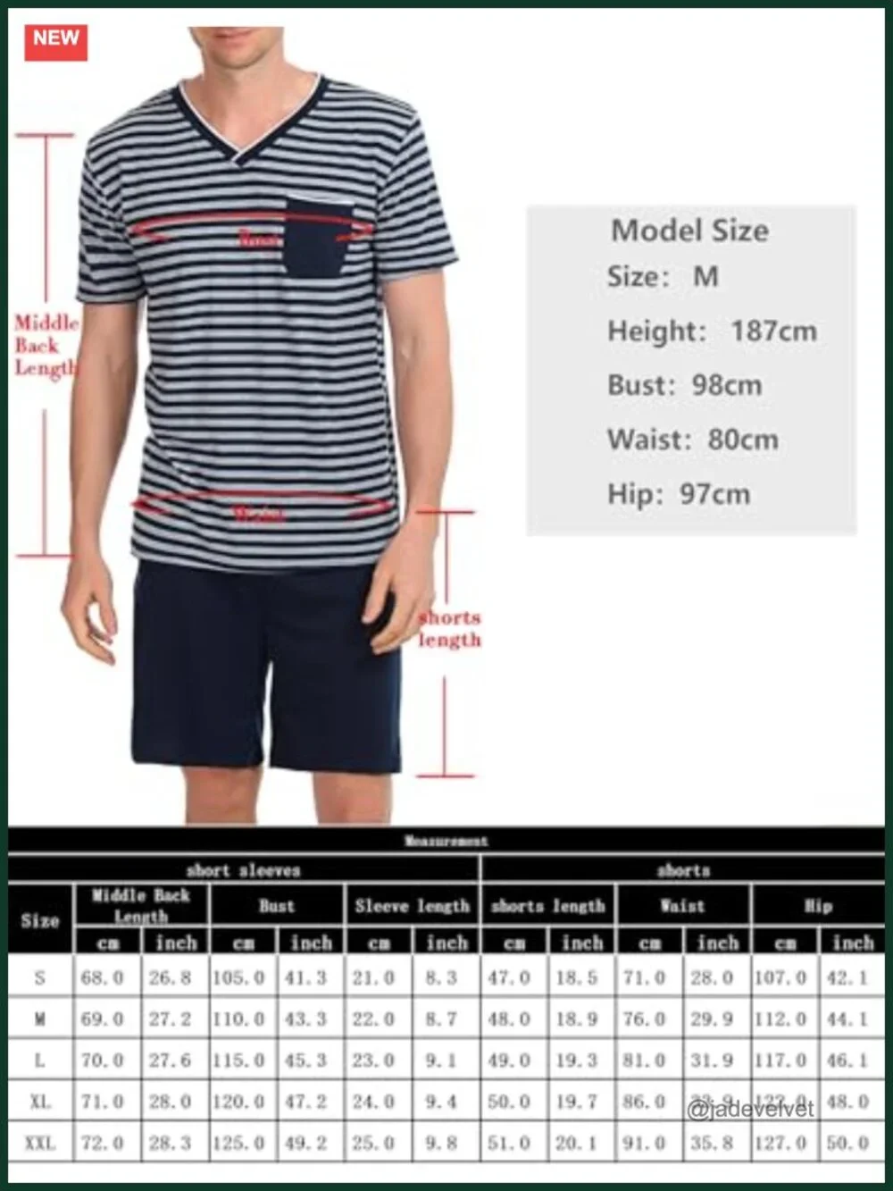 Men's Cotton Pajama Set with Pockets 2 Piece Short Sleeve Sleepwear Lounge Set